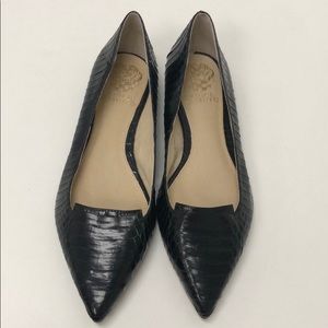 Vince Camuto Black Glazed Snake Flat - Worn Once